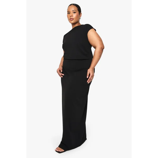 ROBE MAXI ASYMÉTRIQUE FRONCÉE EN GRANDE TAILLE