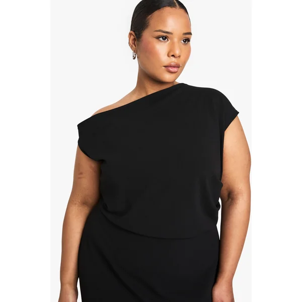 ROBE MAXI ASYMÉTRIQUE FRONCÉE EN GRANDE TAILLE