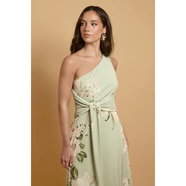 Robe Maxi Bandeau En Jersey À Imprimé Camélias Tombants