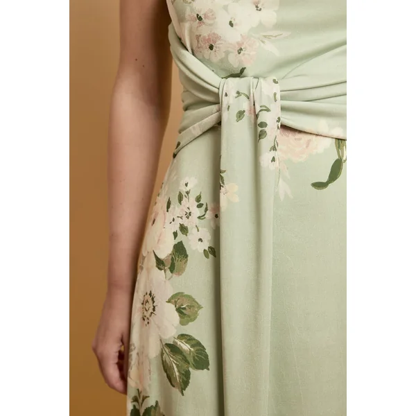Robe Maxi Bandeau En Jersey À Imprimé Camélias Tombants