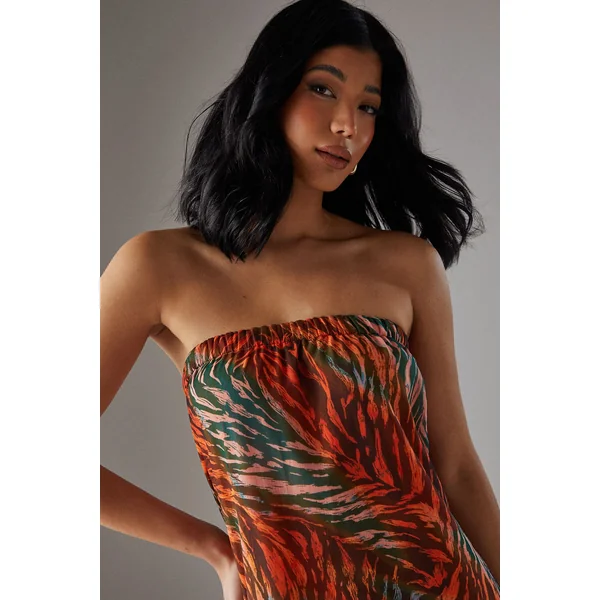 Robe Maxi Bandeau En Mousseline Yoryu Avec Dos Élastiqué