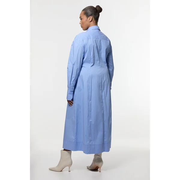 Robe maxi chemisier en coton à rayures et rosette grande taille