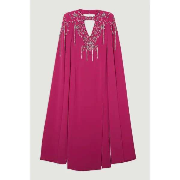 Robe Maxi en Cape Tissée Cady Ornée de Cristaux