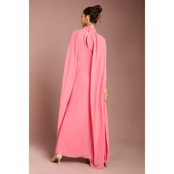 Robe Maxi En Georgette À Cape Fleurie Ornée