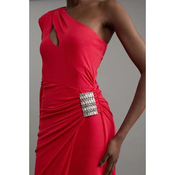 Robe maxi en jersey de viscose premium avec éléments métalliques