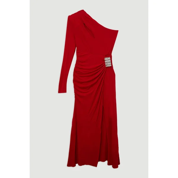 Robe maxi en jersey de viscose premium avec éléments métalliques