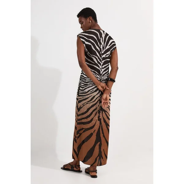 Robe Maxi Moulante à Imprimé Zèbre Jacquard Petite Taille