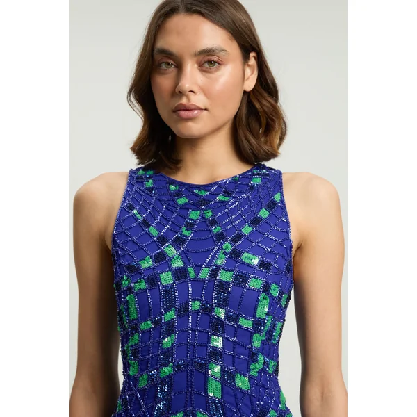 Robe Maxi Tissée À Encolure Américaine Ornée De Motifs Géométriques