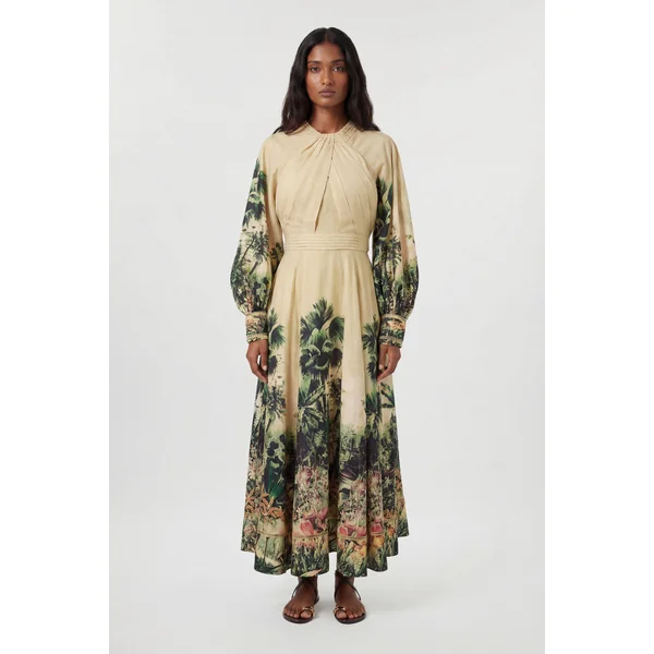 Robe Maxi Tissée À Imprimé Botanique Avec Manches Ballon Petite