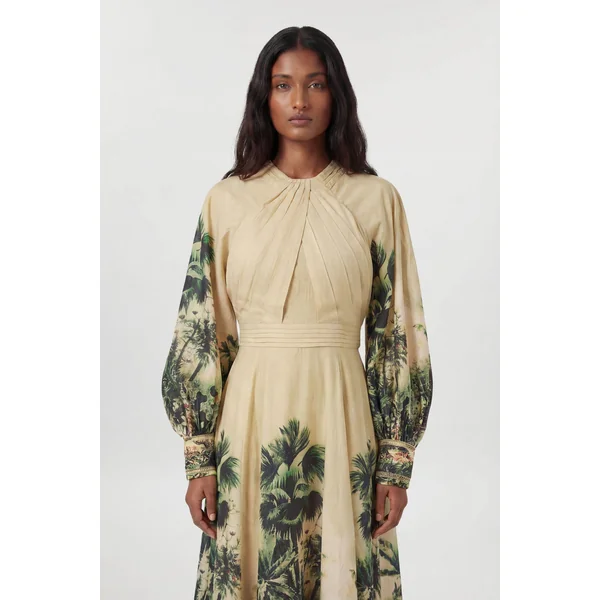 Robe Maxi Tissée À Imprimé Botanique Avec Manches Ballon Petite