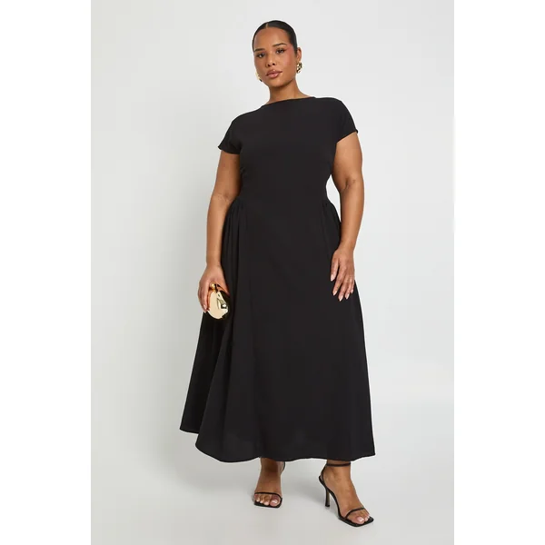 Robe Midaxi Grande Taille à Jupe Volumineuse Texturée
