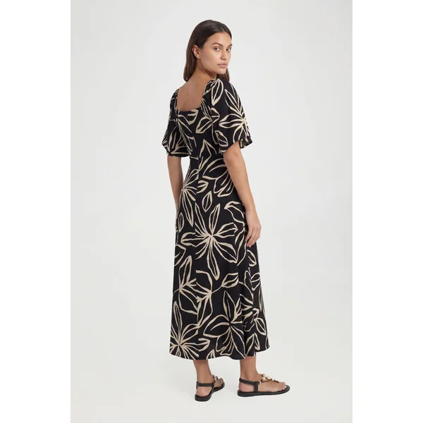Robe Midaxi À Imprimé Floral Texturé Et Manches Volumineuses Pour Grande Taille