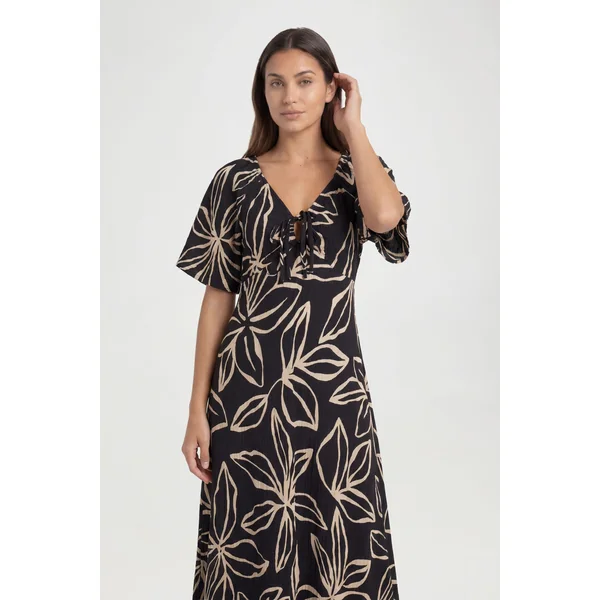Robe Midaxi À Imprimé Floral Texturé Et Manches Volumineuses Pour Grande Taille