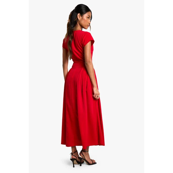 Robe midaxi à jupe volumineuse texturée