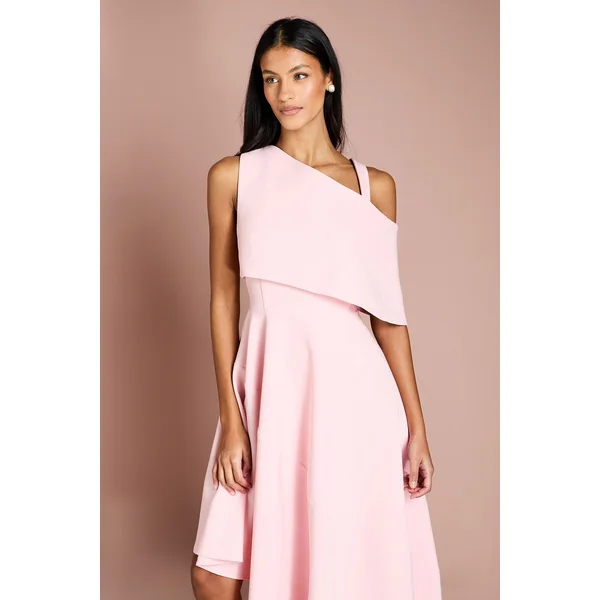 Robe Midi Asymétrique En Crêpe Petite Taille