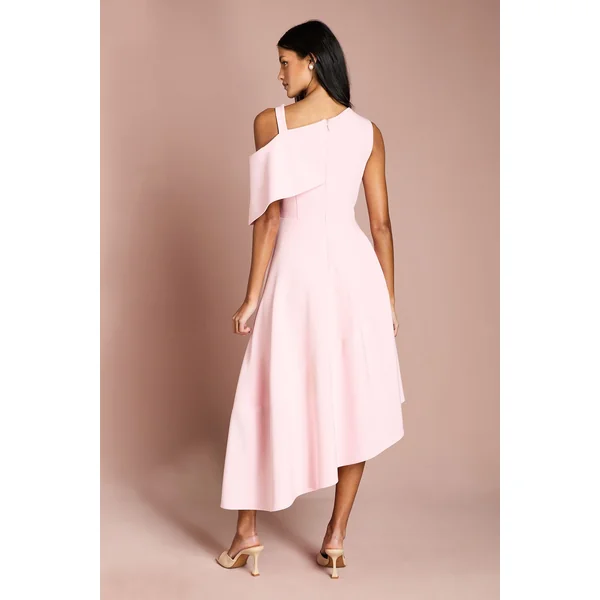 Robe Midi Asymétrique En Crêpe Petite Taille