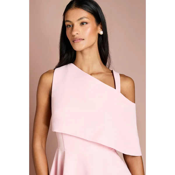 Robe Midi Asymétrique En Crêpe Petite Taille