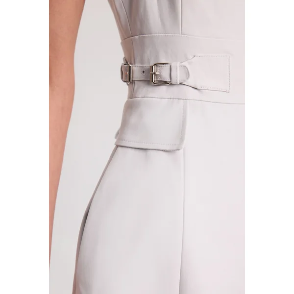 Robe Midi Cintrée En Coton Premium Avec Ceinture À Boucle
