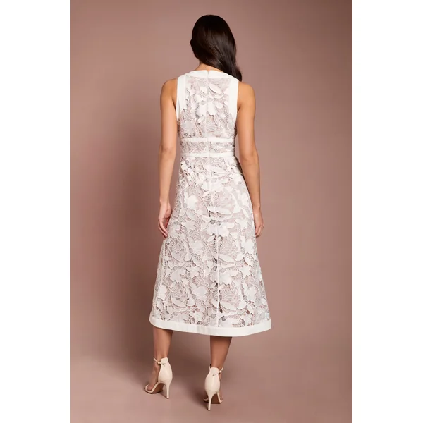 Robe Midi En Satin Et Dentelle À Col En V