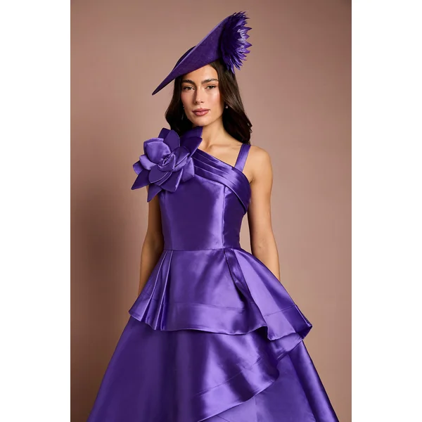 Robe Midi En Sergé À Une Épaule Avec Corsage 3D Lisa Tan