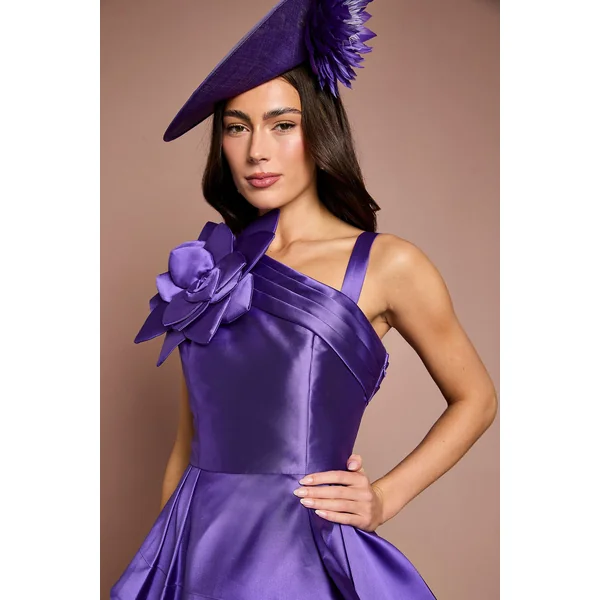 Robe Midi En Sergé À Une Épaule Avec Corsage 3D Lisa Tan