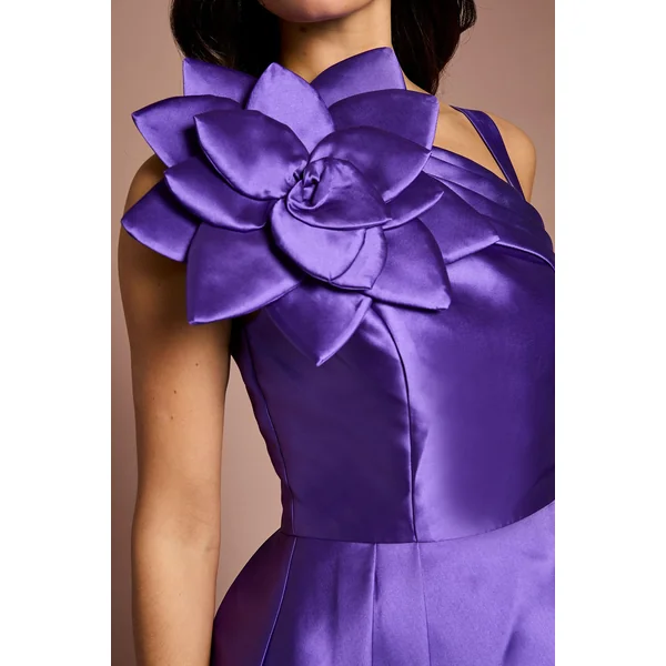 Robe Midi En Sergé À Une Épaule Avec Corsage 3D Lisa Tan