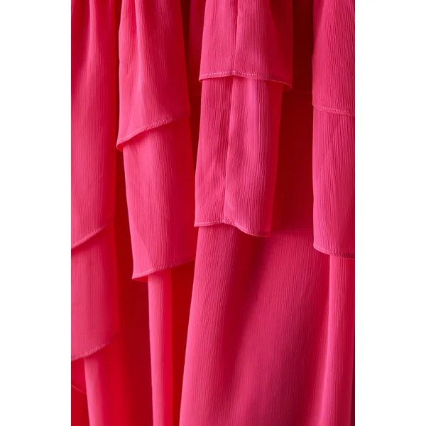 Robe Midi Smock à Volants Étagés en Mousseline