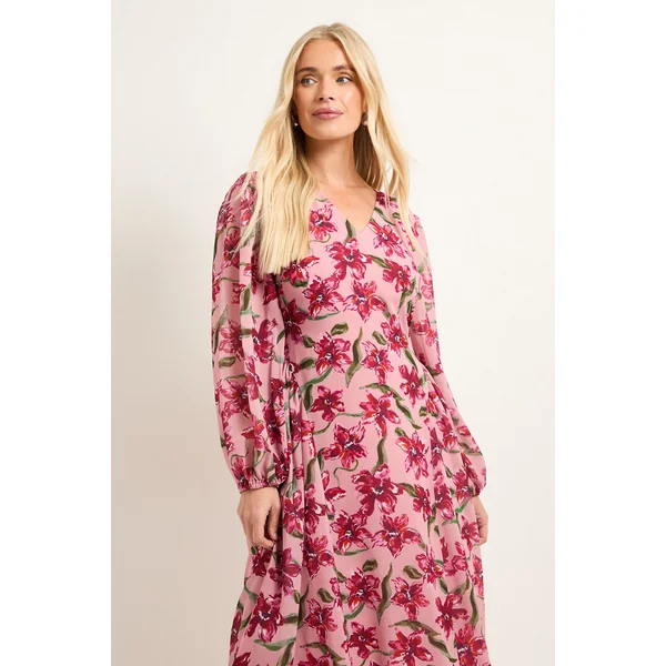 Robe Midi à Détails de Coutures Florales Petite