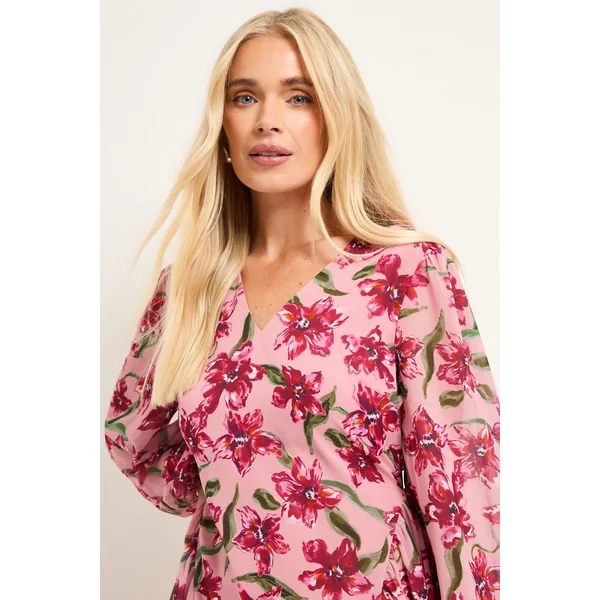 Robe Midi à Détails de Coutures Florales Petite