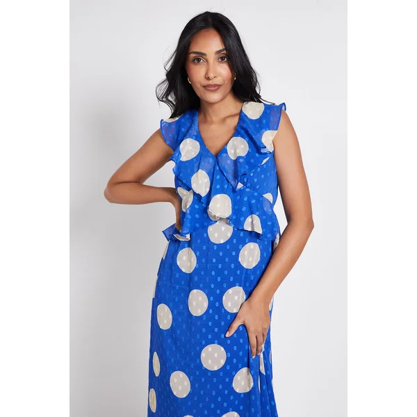 Robe Midi À Volants En Dobby À Pois Petite