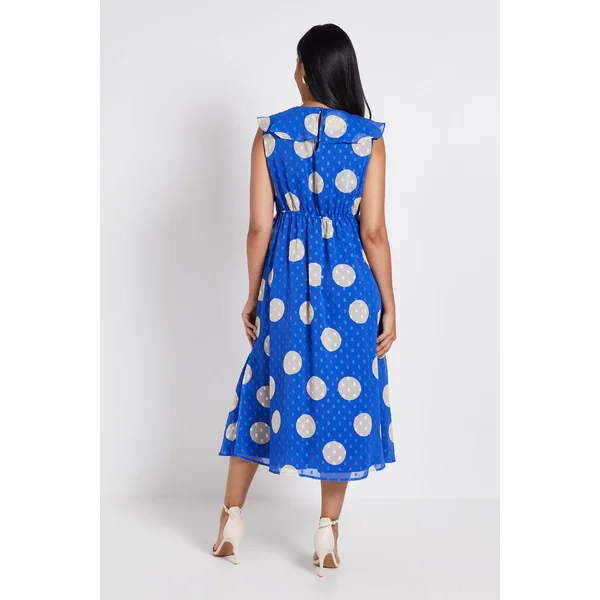 Robe Midi À Volants En Dobby À Pois Petite
