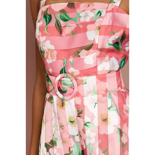 Robe Mi-Longue en Organza à Motif Floral Dévoré pour Petite Taille