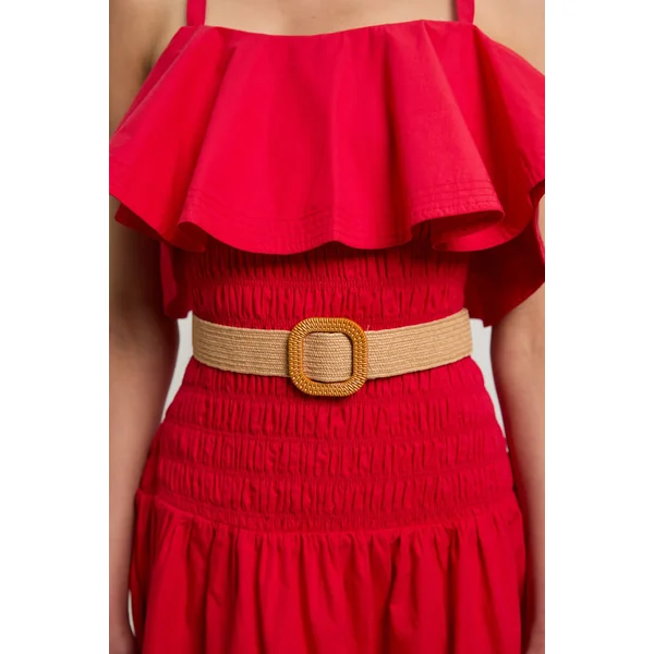 Robe Mini Ceinturée En Popeline De Coton À Surpiqûres Contrastées