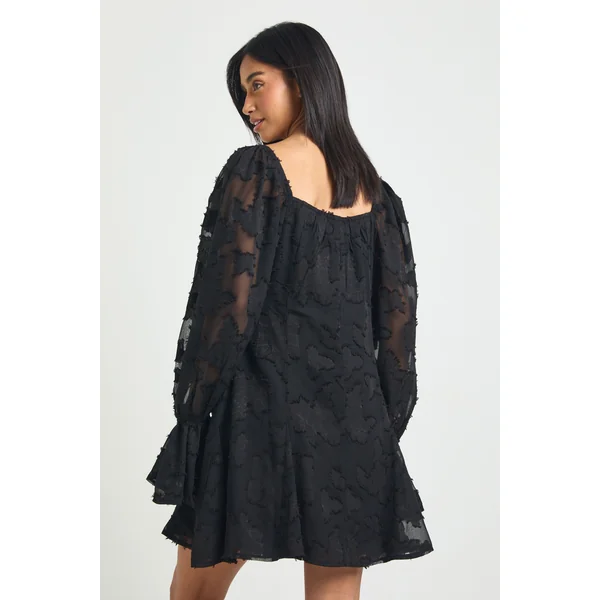 Robe Mini Patineuse À Godets Et Motif Floral Dévoré Petite