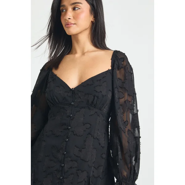 Robe Mini Patineuse À Godets Et Motif Floral Dévoré Petite