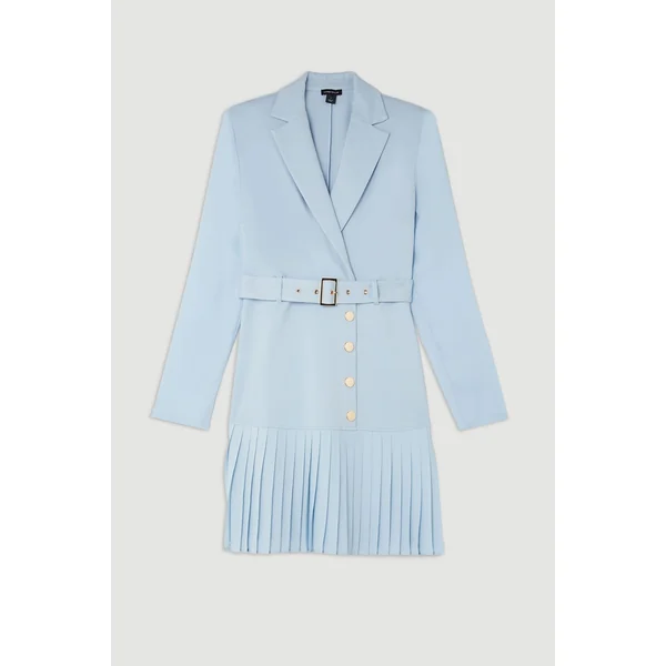 Robe mini plissée mixte en jersey et georgette