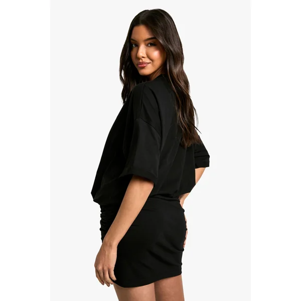 Robe mini t-shirt froncée