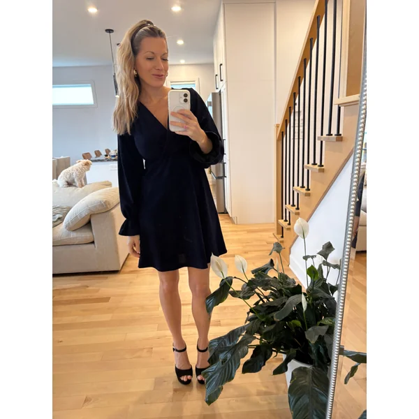 Robe NAHÉMA à manches longues - marine étincelant