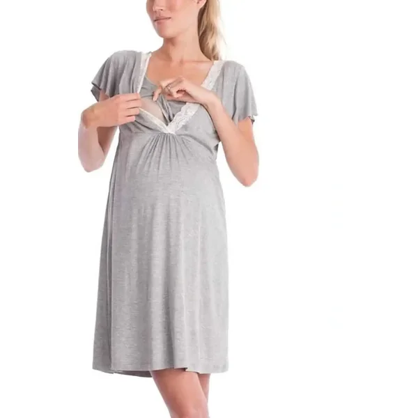 Robe Pyjama Allaitement en Dentelle