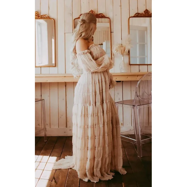 Robe Shooting Grossesse en Mousseline Plissée