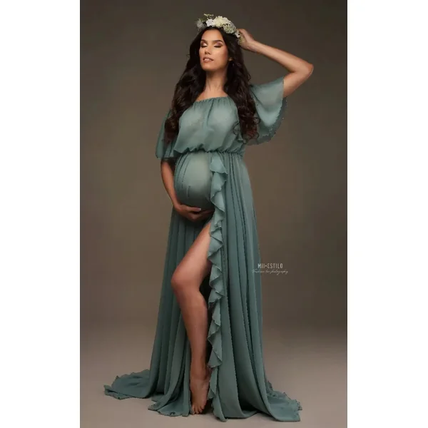 Robe Shooting Grossesse Manches Volantes
