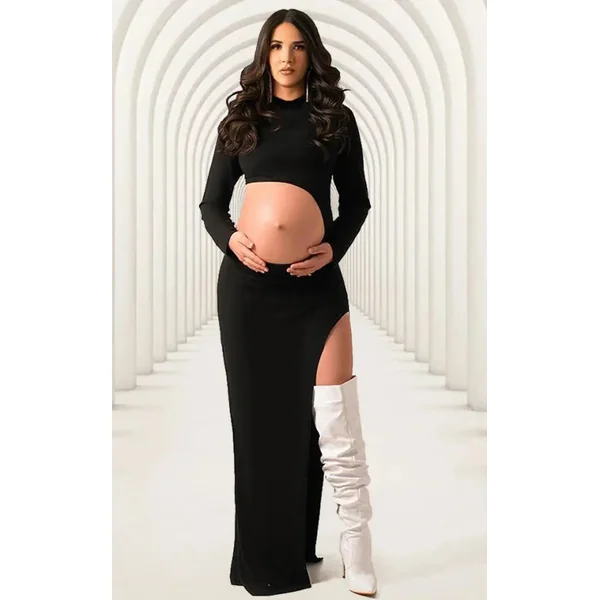 Robe Shooting Grossesse Noire Manches Longues