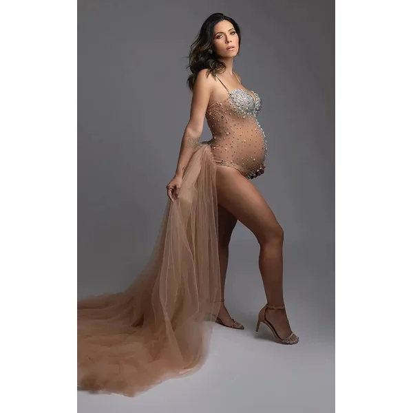 Robe Shooting Grossesse Perlée Col V