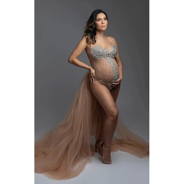Robe Shooting Grossesse Perlée Col V