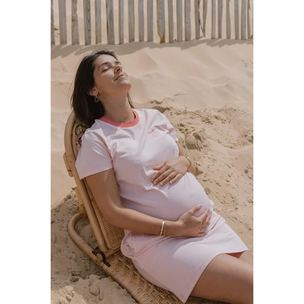 Robe t-shirt de grossesse - Col rose