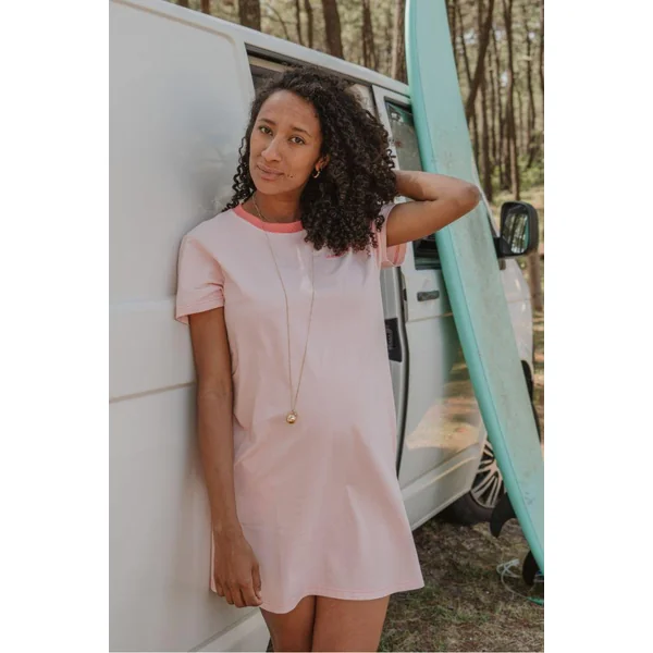 Robe t-shirt de grossesse - Col rose