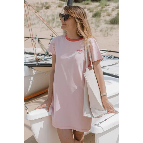 Robe t-shirt de grossesse - Col rose