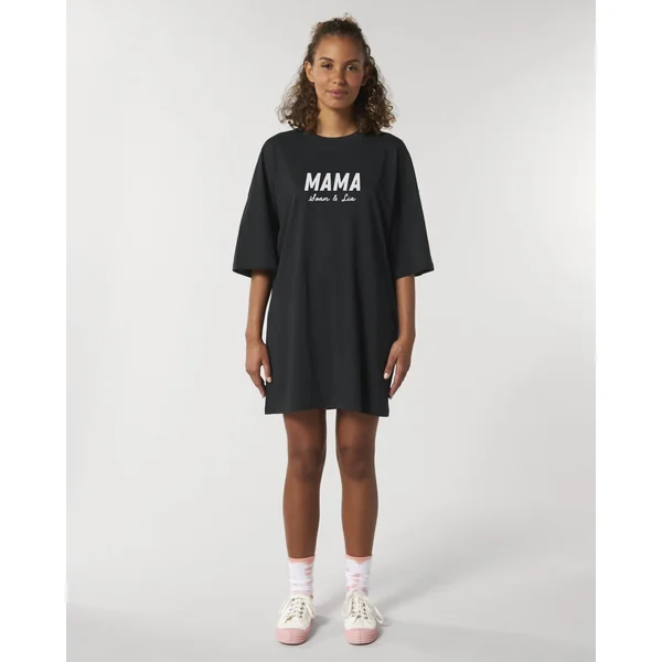 Robe T-shirt Noire Personnalisée "MAMA" – Confort & Style pour Toutes les Mamans