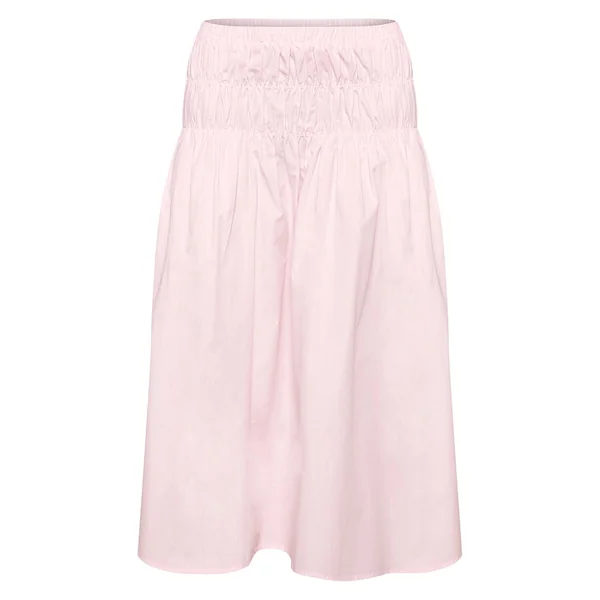Rose Clair Jupe Midi En Coton À Taille Basse Froncée