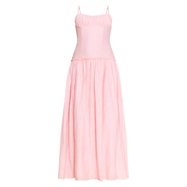 Rose Clair Robe Longue Taille Basse À Buste Froncé